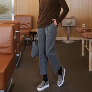 Band-waist Wool Blend Tapered Pants