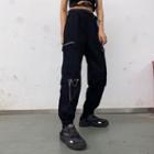 Gather-cuff Side-pocket Buckled Cargo Pants