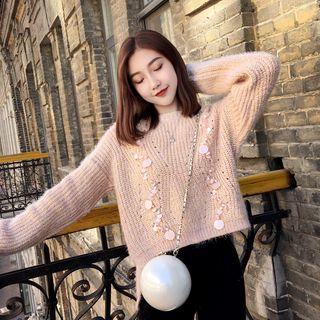 Embellished Mohair Long-sleeve Knit Top