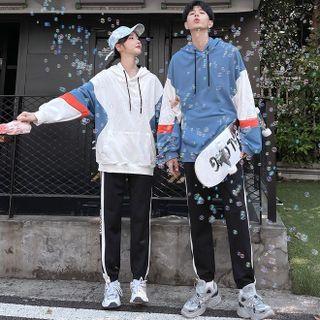 Couple Matching Color Panel Hoodie / Sweatpants