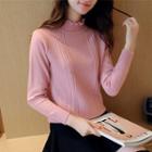 Frilled Neck Long-sleeve Knit Top