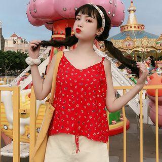 Floral Print Drawstring Camisole Top