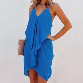 Spaghetti-strap Halter Asymmetrical Dress
