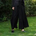 Buttoned Wide-leg Pants Black - One Size
