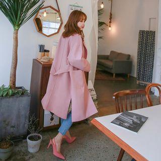 Open-front Wool Blend Chesterfield Coat