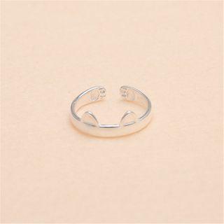925 Sterling Silver Cat Open Ring Cat Ear - Paw - Ring - One Size
