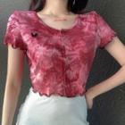 Ruffle Trim Tie Dye Top