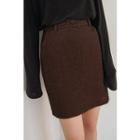 Wool Blend Mini Herringbone Skirt