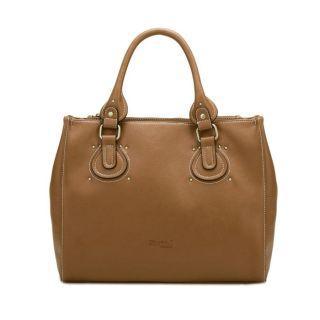 Faux-leather Satchel Tan - One Size