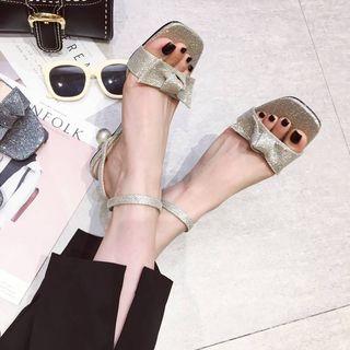 Ankle Strap Bow Heel Sandals
