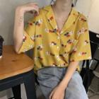 Short-sleeve Printed Shirt Yellow - One Size