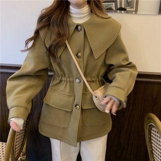 Tip Collar Gather-waist Jacket