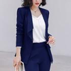 Single-button Blazer / Dress Pants / Pencil Skirt / V-neck Blouse