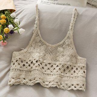 U-neck Open-knit Crop Vest