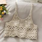 U-neck Open-knit Crop Vest