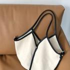 Pleather-piped Canvas Tote