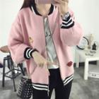 Patch Embroidered Knit Zip Jacket