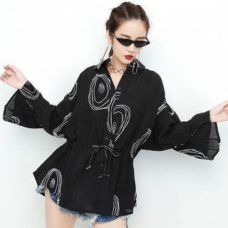 Long Bell-sleeve Printed Shirt