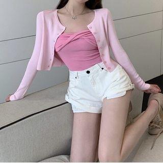 Plain Cardigan / Strapless Wrap Top