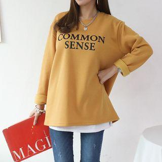 Printed Brushed-fleece Lined Boxy Pullover