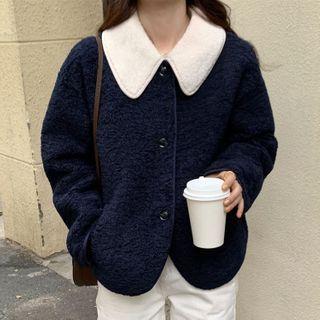 Lambswool Lapel Long-sleeve Jacket