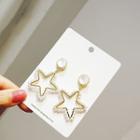 Wire Star Pearl Accent Earring 1 Pair - As Shown In Figure - One Size