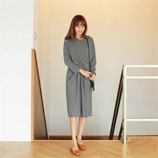 Long-sleeve Knot-front T-shirt Dress