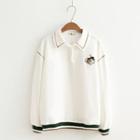 Embroidered Polo Collar Sweatshirt