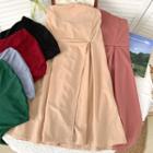 Plain Pleated Tube Dress In 6 Colors