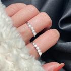 Faux Pearl Rhinestone Sterling Silver Open Ring Ring - Silver - One Size