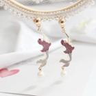 Faux Pearl Alloy Mermaid Dangle Earring 1 Pair - Red - One Size