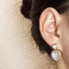 Heart Shell Rhinestone Dangle Earring 1 Pair - White Shell - Gold - One Size