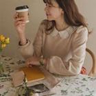 Puff-sleeve Lace-collar T-shirt