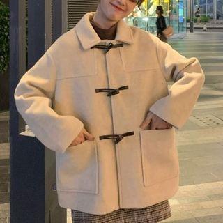 Long Sleeve Plain Duffle Coat With Lining With Lining - Camel - One Size