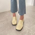 Square-toe Low-heel Penny Loafers