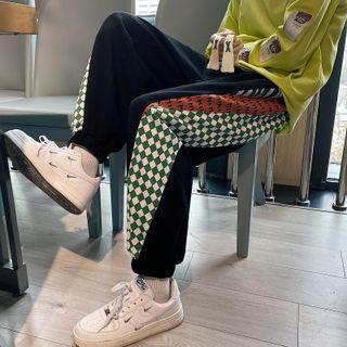 Argyle Print Panel Sweatpants