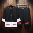 Set: 3/4-sleeve Paneled T-shirt + Shorts
