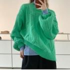 Cable-knit Crew-neck Loose-fit Sweater