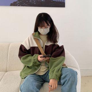 Color Block Zipped Hoodie