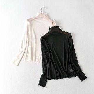 Lettuce Edge Long-sleeve Mock Turtleneck T-shirt