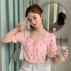 Short-sleeve Fruit Pattern Blouse