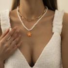 Flower Pendant Faux Pearl Layered Necklace 1966 - Gold - One Size