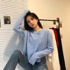 Long-sleeve Irregular Cropped Knit Top