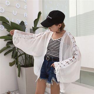 Lace-up Sleeve Tulle Jacket