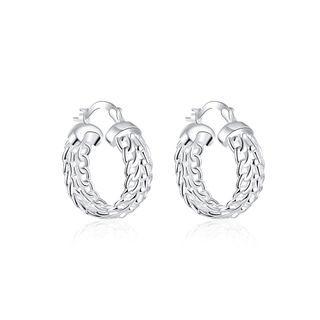 Classic Fashion Hollow Geometric Round Earrings Silver - One Size