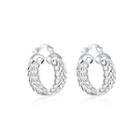 Classic Fashion Hollow Geometric Round Earrings Silver - One Size