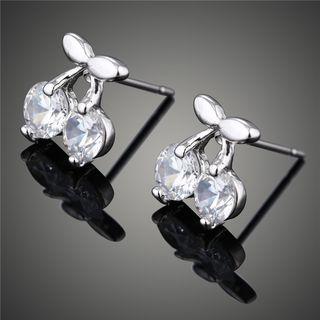 Rhinestone Cherry Earring Platinum - One Size