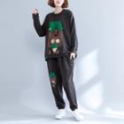 Set : Print Long-sleeve Sweatshirt + Sweatpants