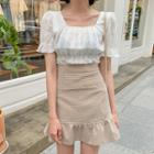 Frill-hem Plaid Miniskirt