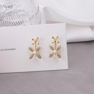 Rhinestone Flower Earring 1 Pair - E2987 - As Shown In Figure - One Size